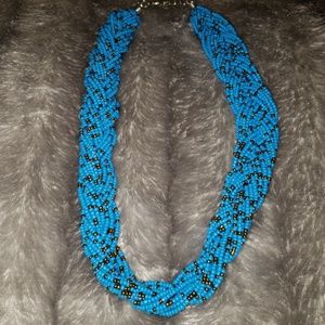 Botique blue braided necklace